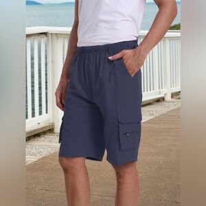 🌟New Lightweight Cargo Shorts with Elastic Waistband and Relaxed Fit-Navy